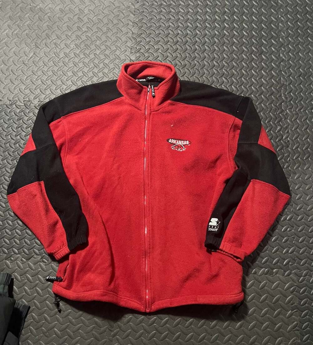 Team Starter Arkansas Razorbacks Fleece Zip Up Jacket, Size XL